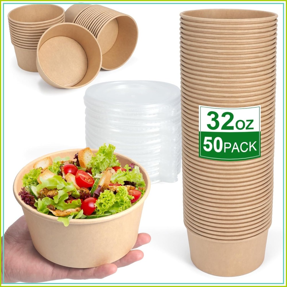 Meal Prep Bowl - 50 Pcs 32 oz Disposable Meal