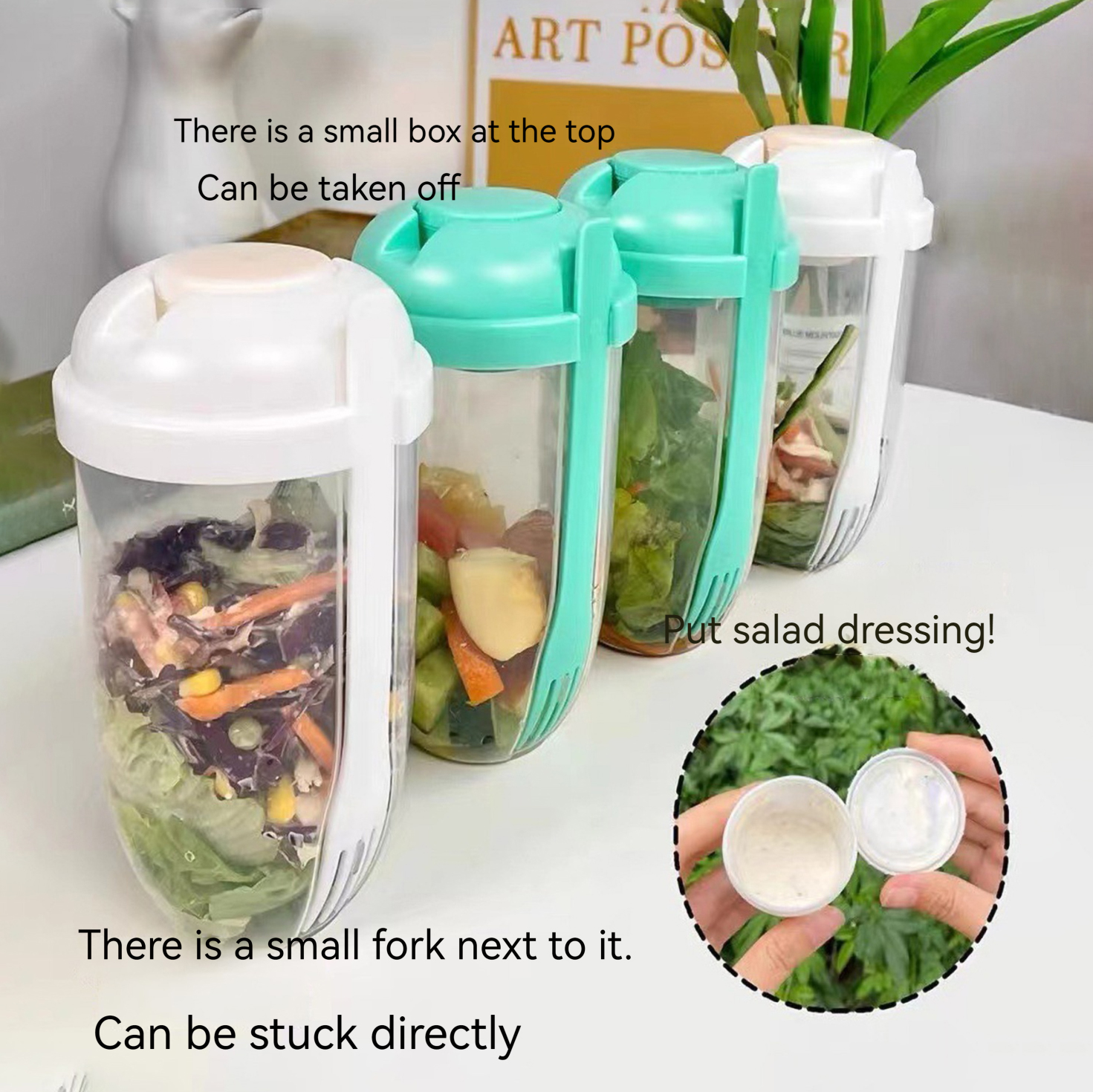Meal Prep Bowl - 3In1 Portable Salad Cup Breakfast Salad