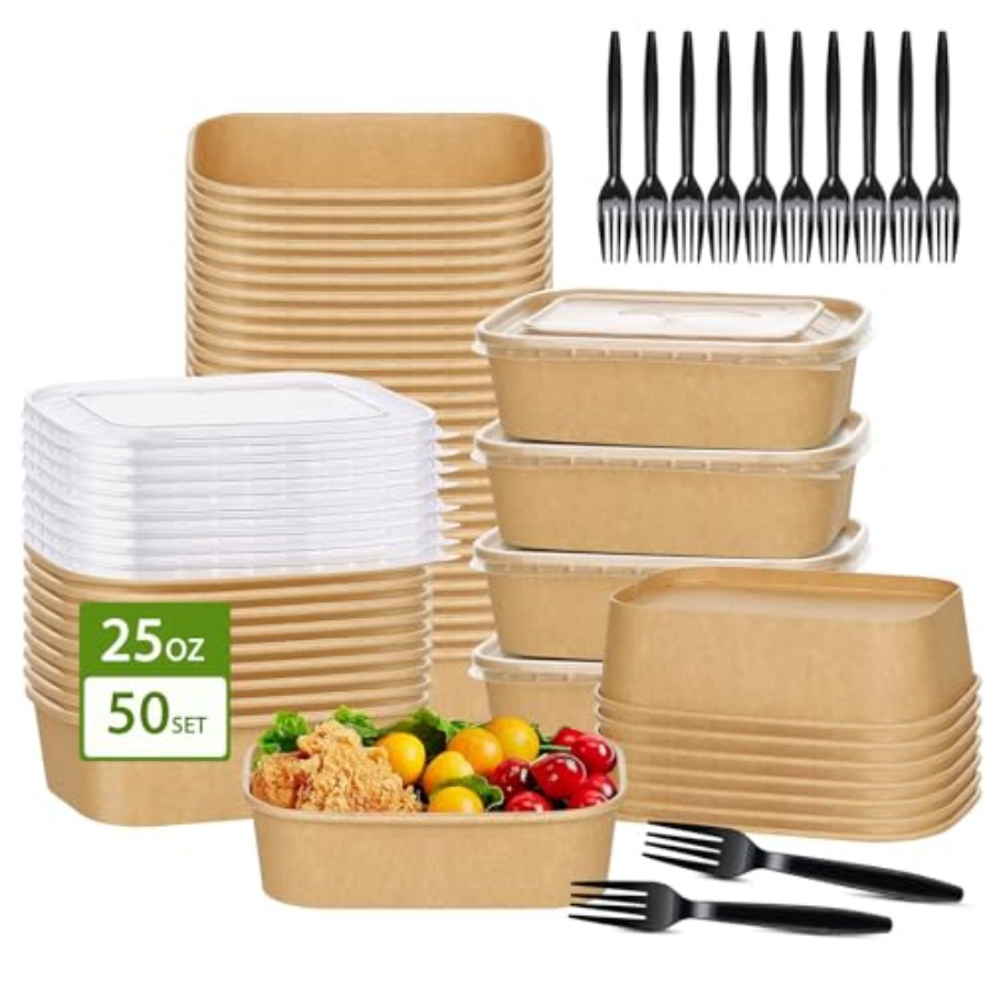 Meal Prep Diet - Pack Paper Bowls, Disposable Food Containers
