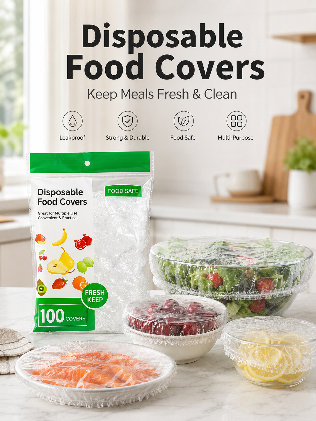 100 Pcs Disposable Elastic Bow - Meal Prep Wraps reseña y precio