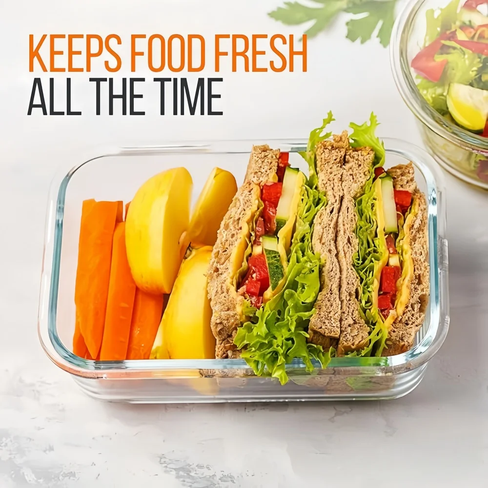 BPA-Free Glass Lunch Box Recta - Meal Prep Rezepte reseña y precio