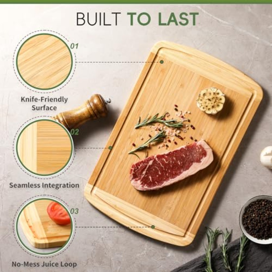 Large Wooden Cutting Board for - Meal Prep Juice reseña y precio