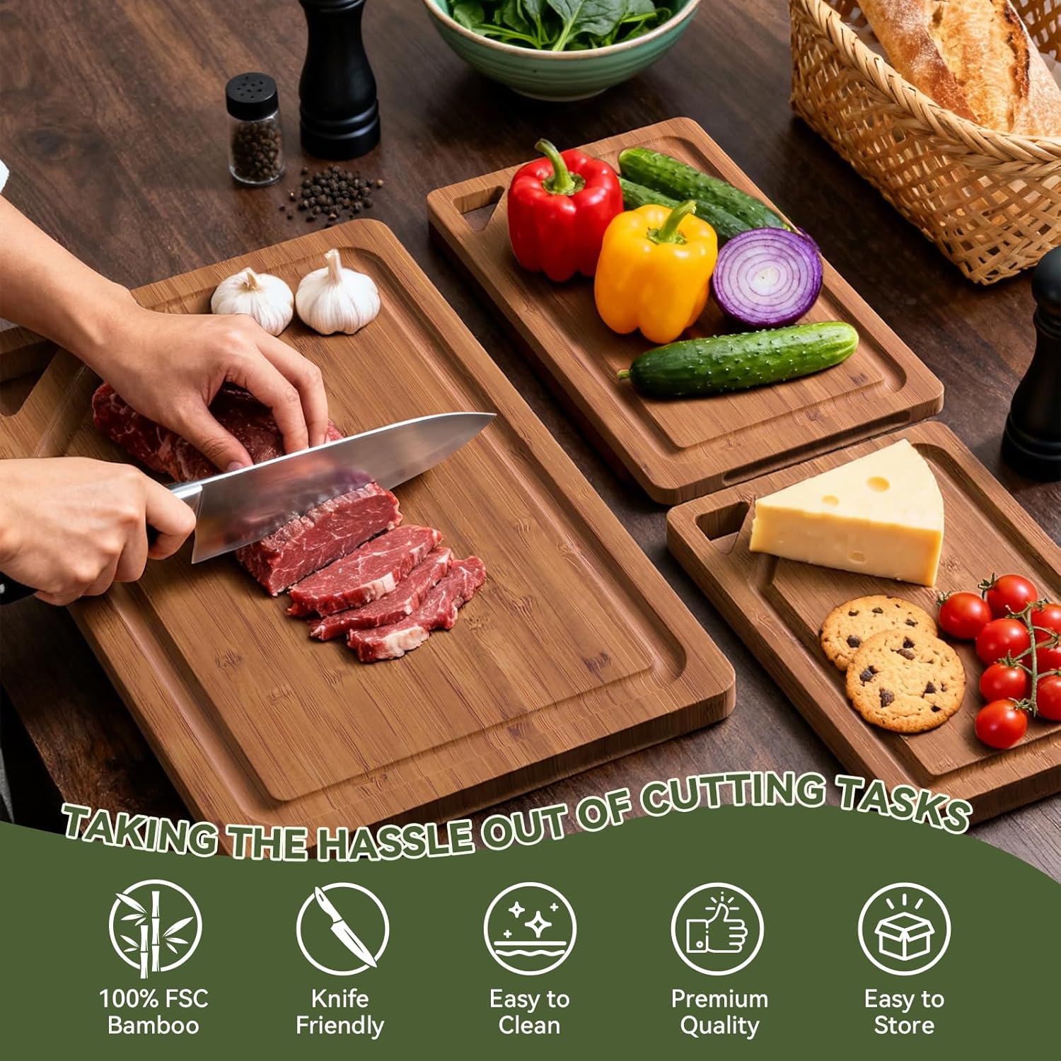 Bamboo Cutting Boards For Kitc - Meal Prep Juice reseña y precio