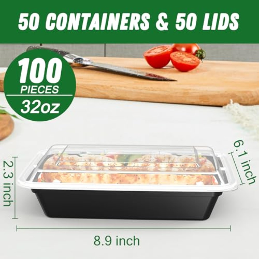 50 Pack 100-Piece 32 oz Meal P - Meal Prep Easy reseña y precio
