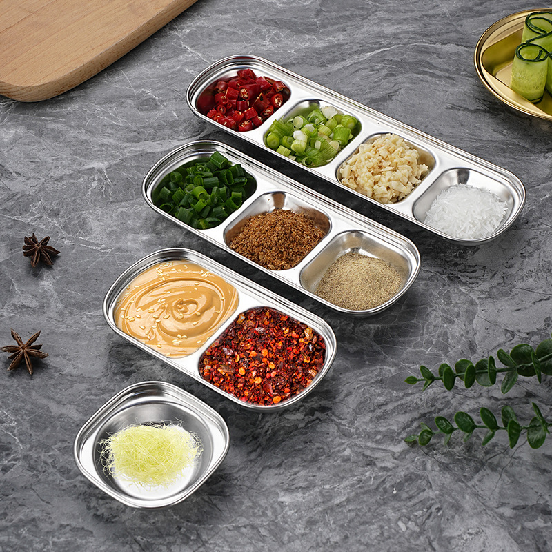 Stainless Steel Divided Dip Bo - Sauce Dipping Cup reseña y precio