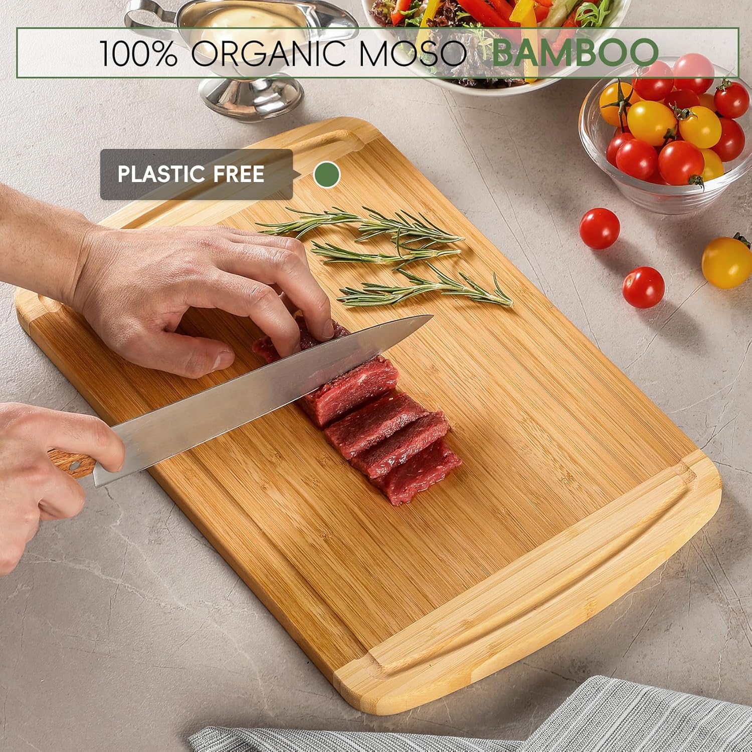 Large Bamboo Cutting Board for - Meal Prep Juice reseña y precio