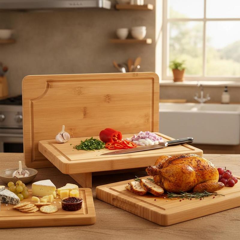 Bamboo Chopping Block Set 3 Pi - Meal Prep Juice reseña y precio