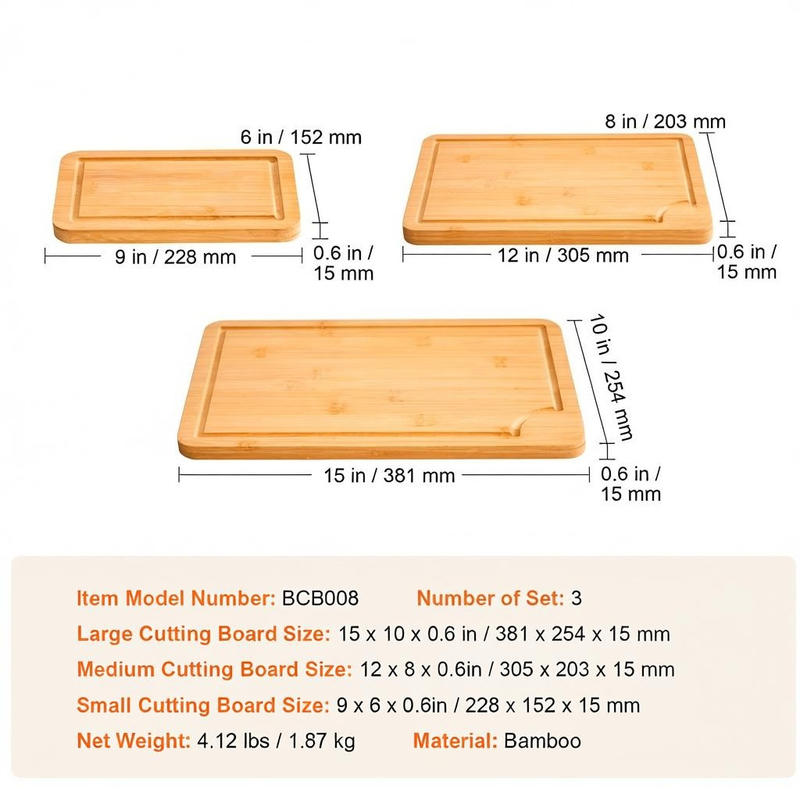 Bamboo Chopping Block Set 3 Pi - Meal Prep Juice reseña y precio