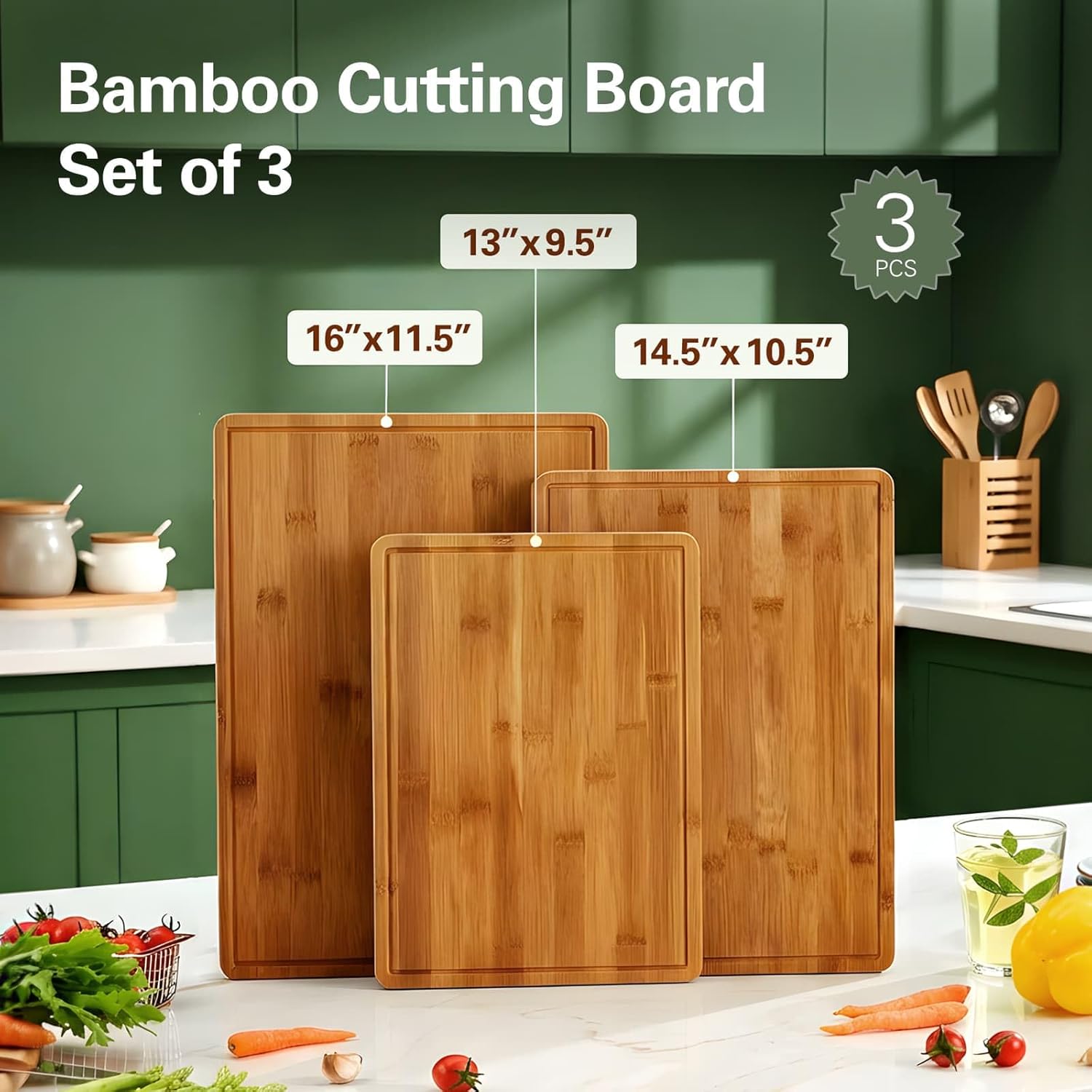 Bamboo Cutting Boards for Kitc - Meal Prep Juice reseña y precio