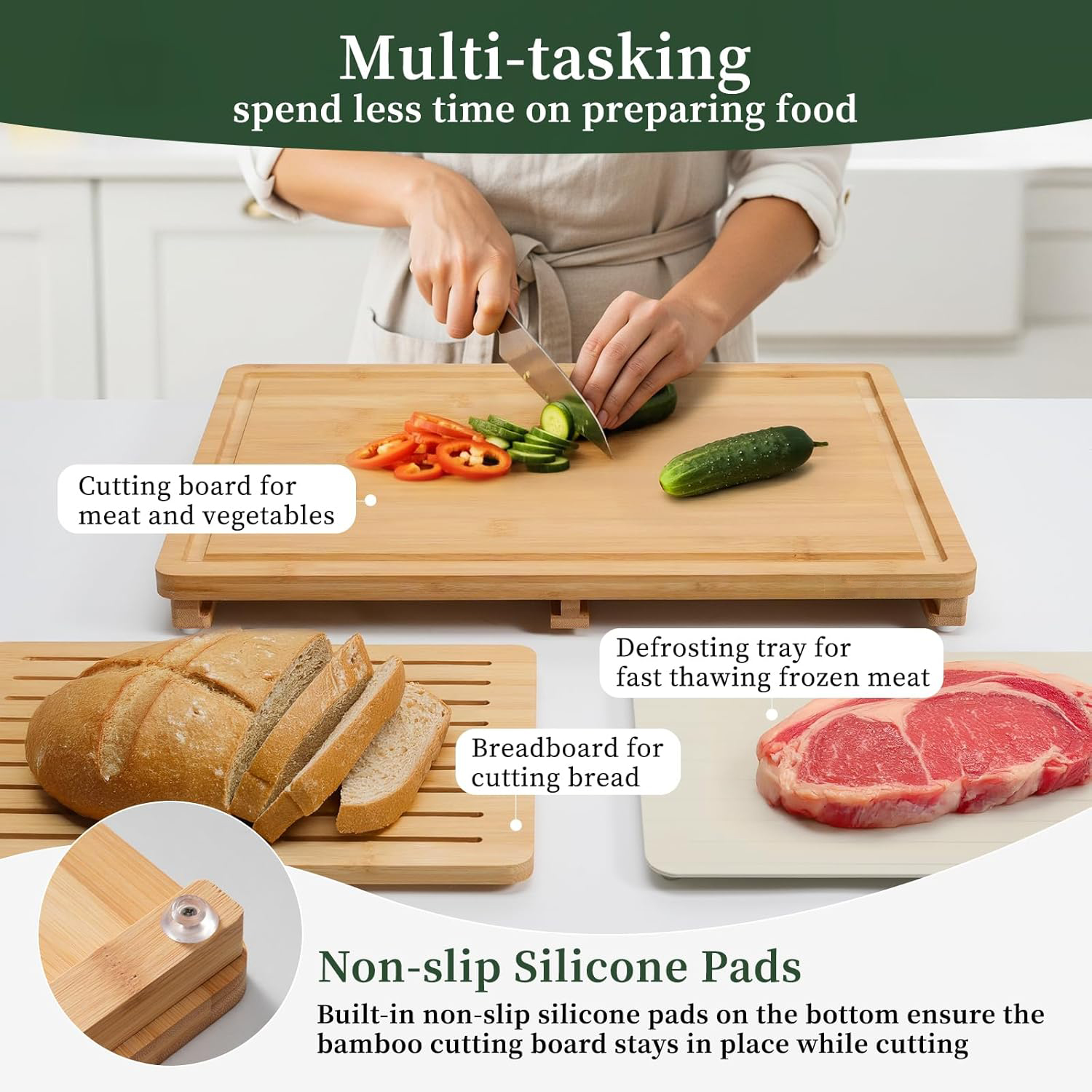 Bamboo Cutting Board Set Defro - Meal Prep Juice reseña y precio